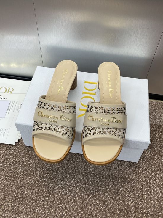 Christian Dior Jelly Color Hollow Chunky Heel Open Toe Slide Sandals