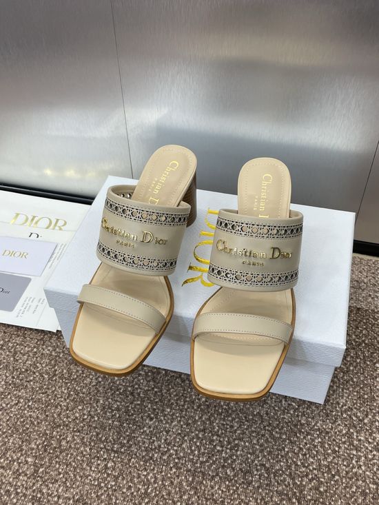 Christian Dior Jelly Color Hollow Chunky Heel Open Toe Slide Sandals