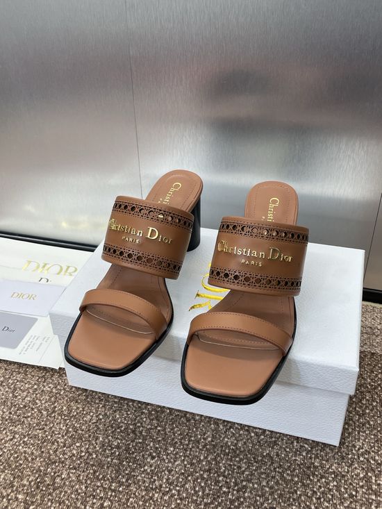 Christian Dior Jelly Color Hollow Chunky Heel Open Toe Slide Sandals