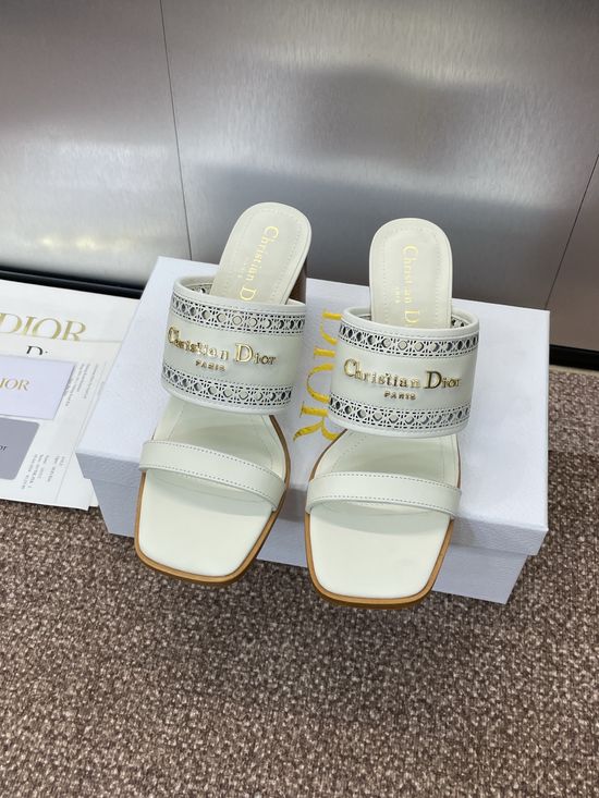 Christian Dior Jelly Color Hollow Chunky Heel Open Toe Slide Sandals
