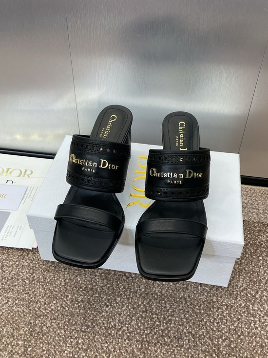 Christian Dior Jelly Color Hollow Chunky Heel Open Toe Slide Sandals