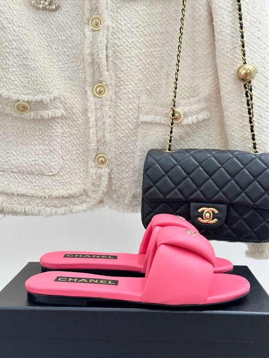 Chanel Padded Comfort Slides with Soft Leather Upper and Supportive Sole