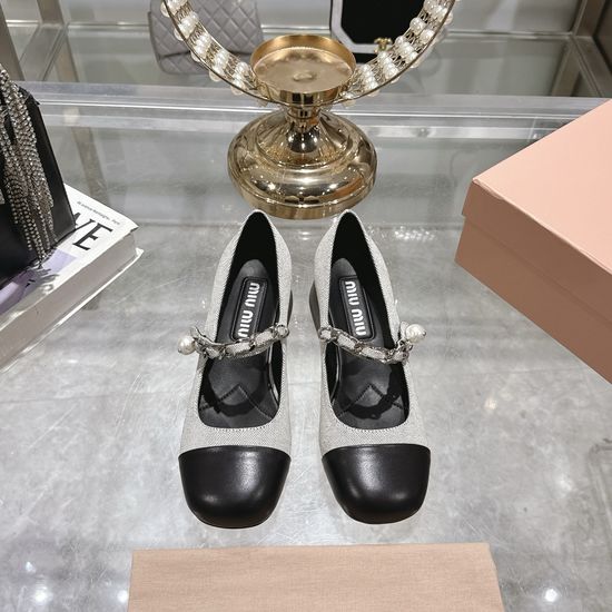 Miu Miu Color-block Leather Multi Heel Mary Jane Shoes