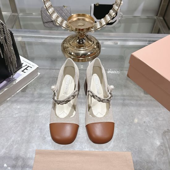 Miu Miu Color-block Leather Multi Heel Mary Jane Shoes
