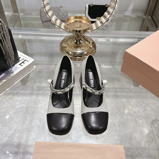 Miu Miu Color-block Leather Multi Heel Mary Jane Shoes