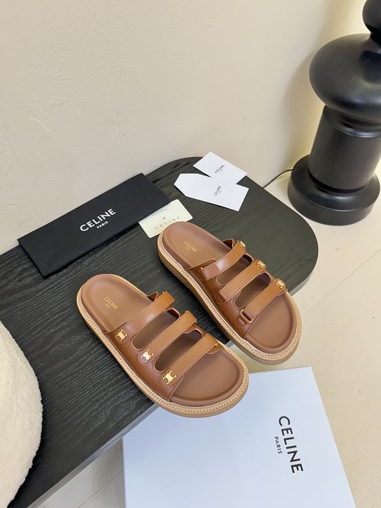 Celine Retro British Style Flat Sandals Classic Fashion Casual Slides