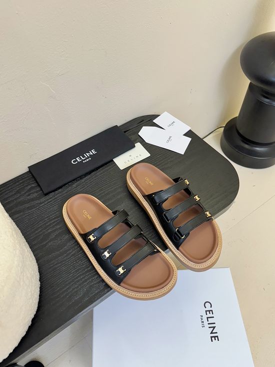 Celine Retro British Style Flat Sandals Classic Fashion Casual Slides