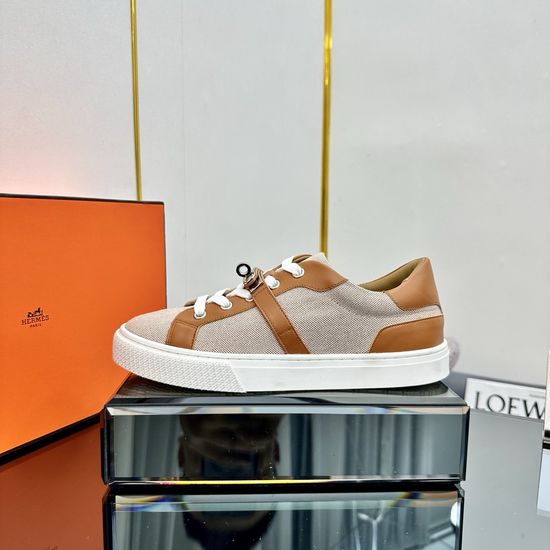 Hermes H Buckle Lace-up Thick Sole Casual Sneakers