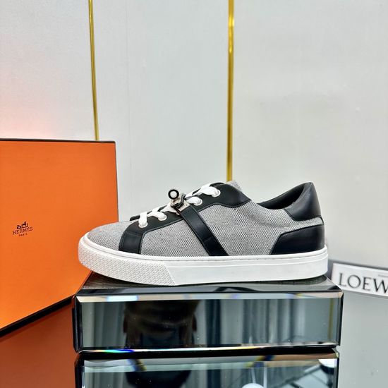 Hermes H Buckle Lace-up Thick Sole Casual Sneakers