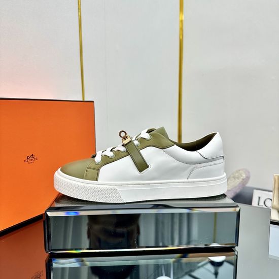 Hermes H Buckle Lace-up Thick Sole Casual Sneakers