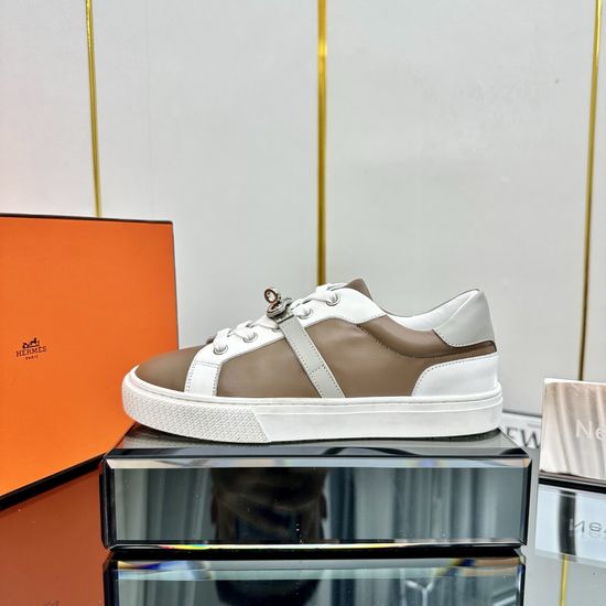 Hermes H Buckle Lace-up Thick Sole Casual Sneakers