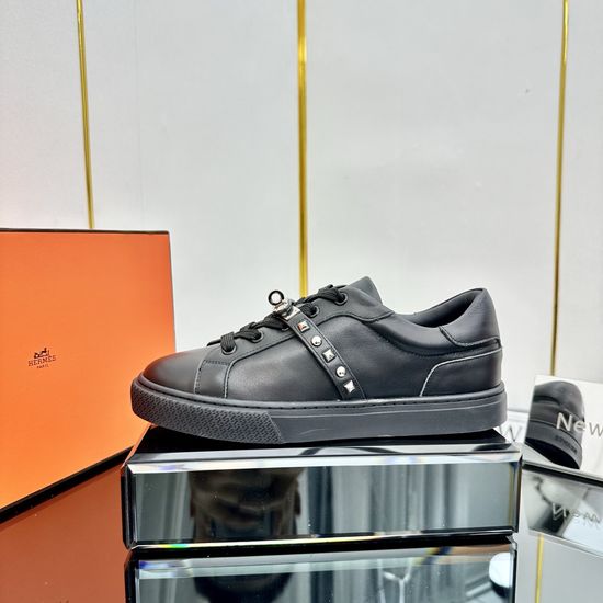 Hermes H Buckle Lace-up Thick Sole Casual Sneakers