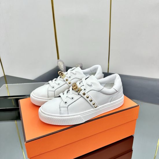 Hermes H Buckle Lace-up Thick Sole Casual Sneakers