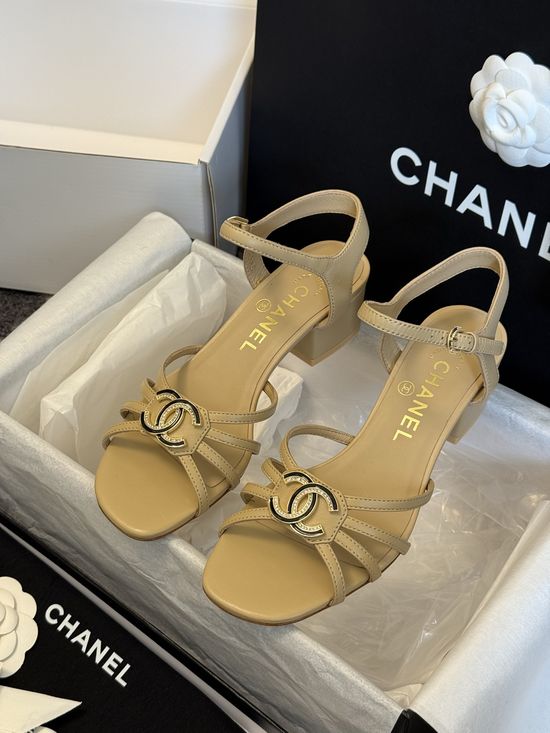 Chanel Sheepskin Sandals With Enamel Pearl Delicate Details