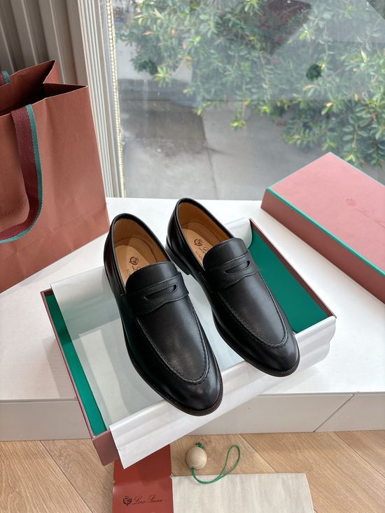 Loro Piana Genuine Leather Casual Loafers Soft Sole Non Slip