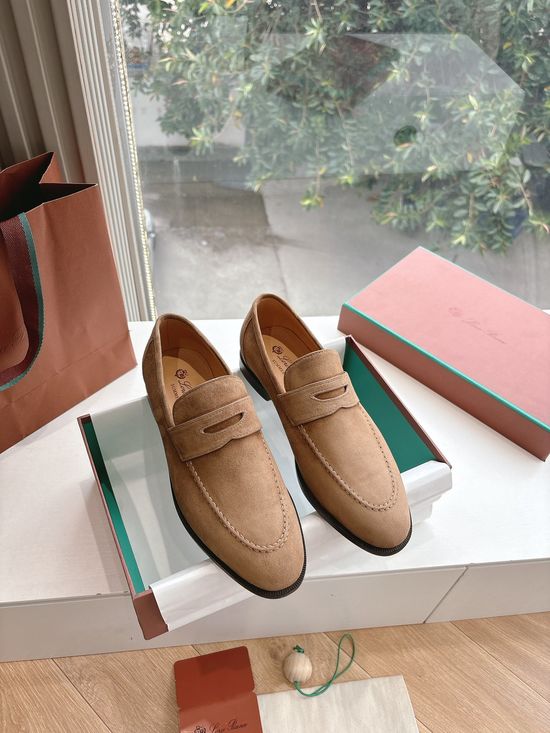 Loro Piana Suede Leather Comfort Loafers Durable Non Slip Sole