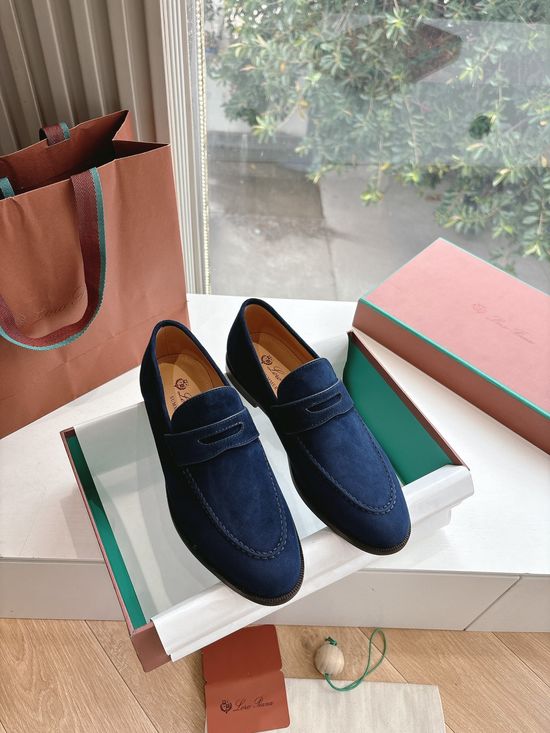 Loro Piana Suede Leather Comfort Loafers Durable Non Slip Sole