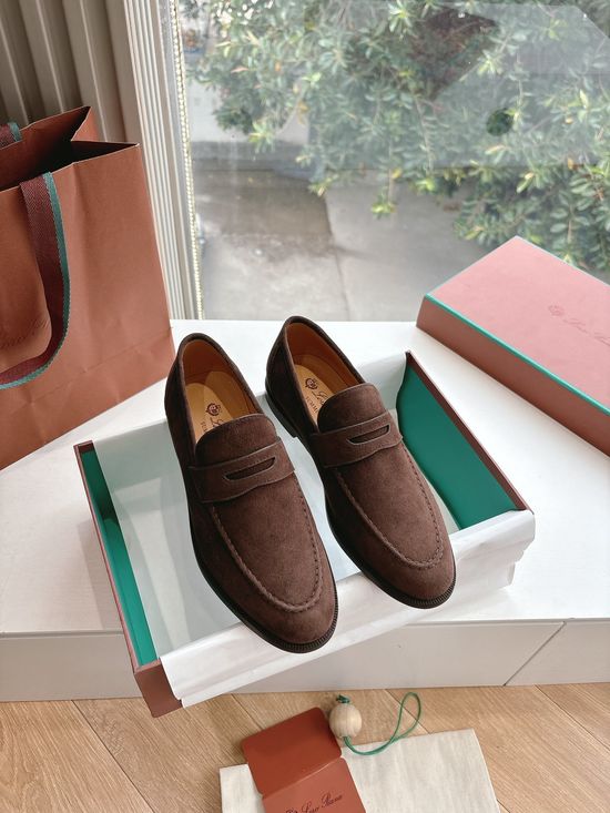 Loro Piana Suede Leather Comfort Loafers Durable Non Slip Sole