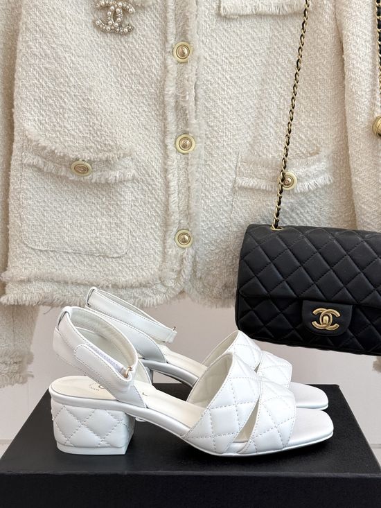 Chanel Elegant Block Heel Sandals with Soft Upper and Premium Sole