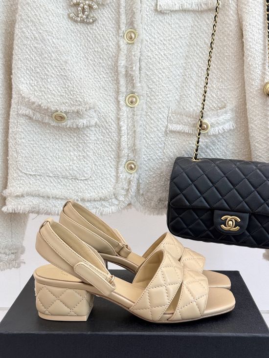 Chanel Elegant Block Heel Sandals with Soft Upper and Premium Sole