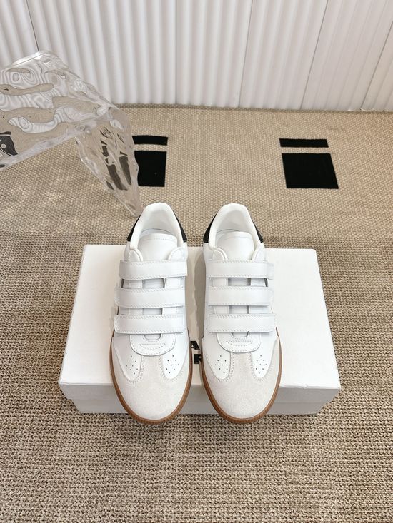 Max Mara Classic Velcro Trainers with Premium Leather Finish