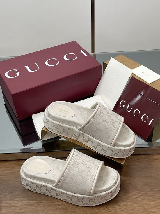 Gucci Embroidered Monogram Wide Strap Slip-on Sandals