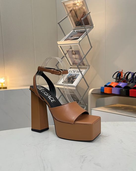 Versace Cowhide Super High Heel Shoes Sheepskin Lining Rubber Sole