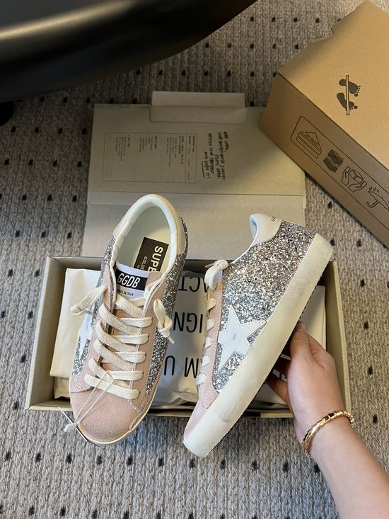 Golden Goose Distressed Cinnamon Pink Cowhide Thick Sole Sneakers