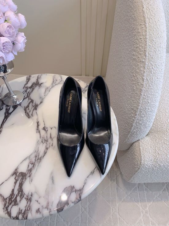 Yves Saint Laurent Letter Heel High Heel Shoes with Calfskin Upper