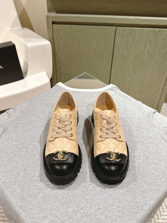 Chanel Patent Leather Chunky Heel Platform Loafer Shoes