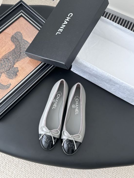Chanel Classic Round Toe Low Heel Ballet Flats with Leather Sole