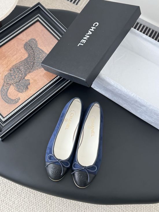 Chanel Classic Round Toe Low Heel Ballet Flats with Leather Sole