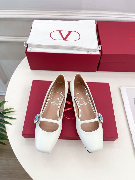 Valentino Gem Decorated Mary Jane Ballet Flats Premium Leather Upper