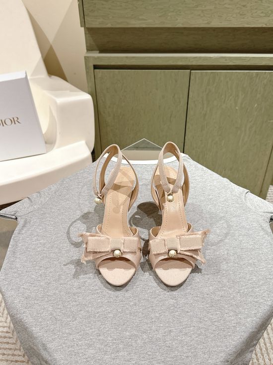 Christian Dior Elegant Bow Tassel High Heel Sandals
