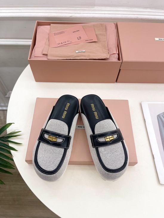 Miu Miu Embellished Slip On Mules with Coin Detail Anti-slip Sole