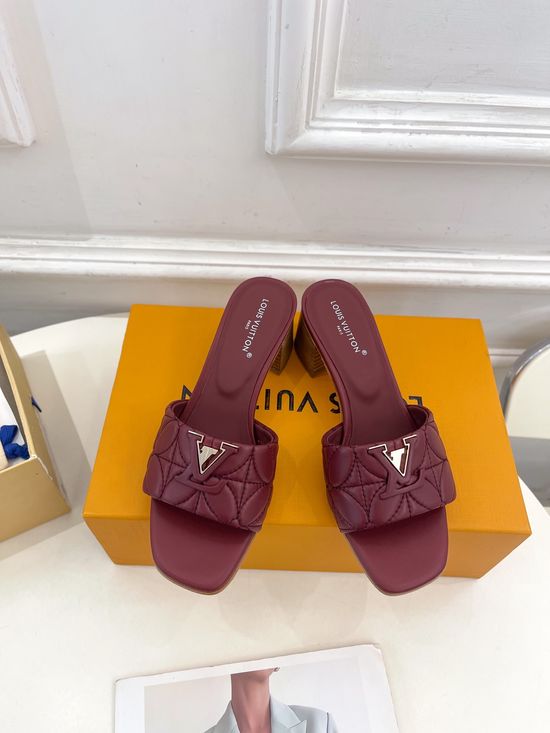 Louis Vuitton Embroidered Buckle Sheepskin Leather Flat Slides