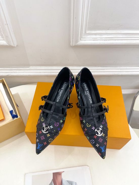 Louis Vuitton Pointed Toe Leather Ballet Flats Soft Sheepskin Lining