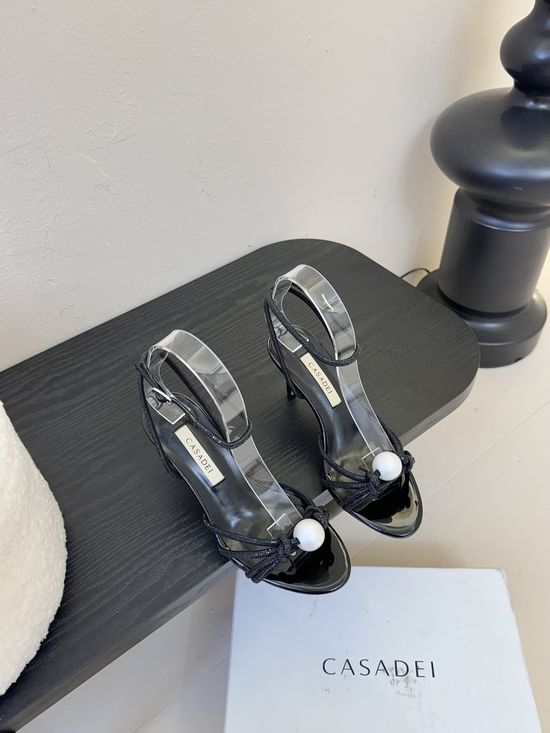 Casadei High Heel Sandals with Sparkly Rhinestone Elegant Formal Footwear