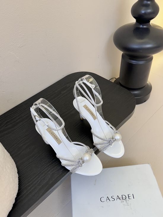 Casadei High Heel Sandals with Sparkly Rhinestone Elegant Formal Footwear