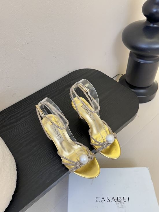 Casadei High Heel Sandals with Sparkly Rhinestone Elegant Formal Footwear