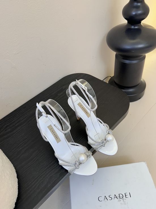Casadei High Heel Sandals with Sparkly Rhinestone Elegant Formal Footwear