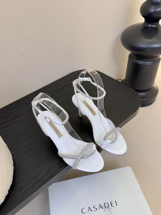 Casadei High Heel Sandals with Sparkly Rhinestone Elegant Formal Footwear