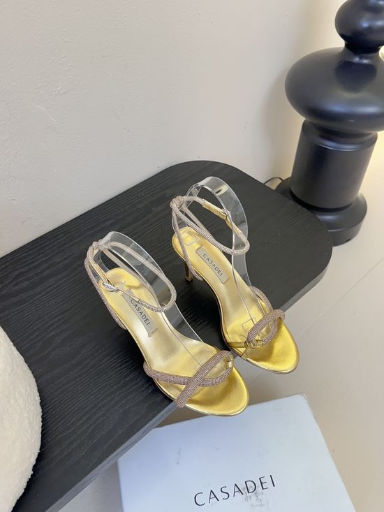 Casadei High Heel Sandals with Sparkly Rhinestone Elegant Formal Footwear