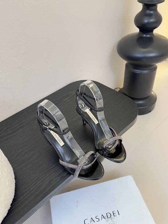 Casadei High Heel Sandals with Sparkly Rhinestone Elegant Formal Footwear