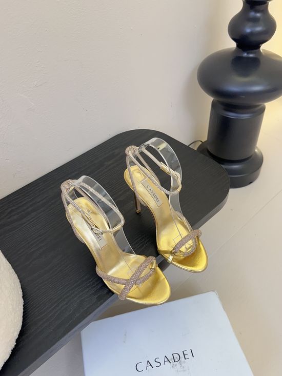 Casadei High Heel Sandals with Sparkly Rhinestone Elegant Formal Footwear