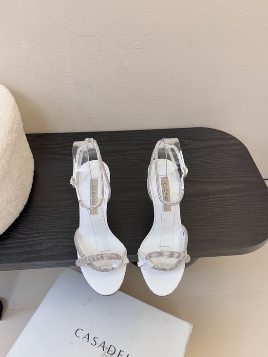Casadei High Heel Sandals with Sparkly Rhinestone Elegant Formal Footwear