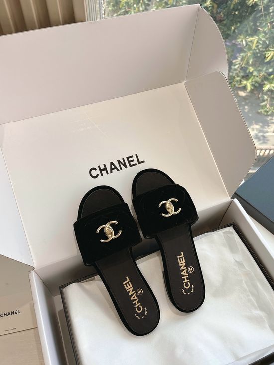 Chanel Sheepskin Lined Buckle Slide Slippers Comfortable Casual Footwear