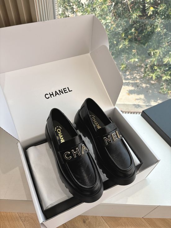 Chanel Embellished Leather Loafer Flats