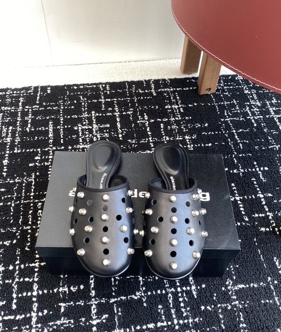 Alexander Wang Studded Slide Sandals Suede Lining Durable Anti-slip Sole