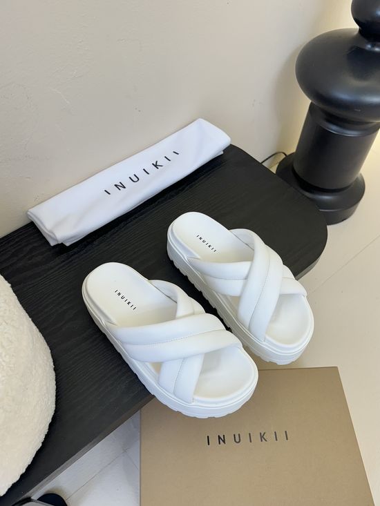 INUIKII Soft Leather Slip On Comfortable Thick Sole Mules
